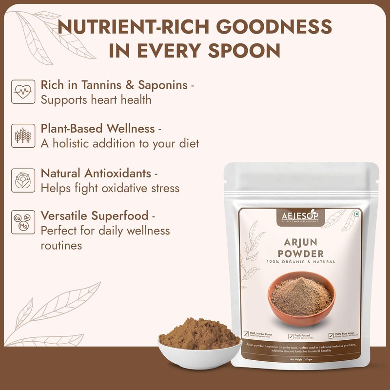 AEJESOP Arjuna Powder, Arjun Bark Powder, 7 oz (200g)