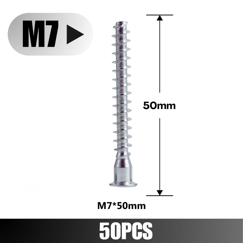 Confirmat Screws, 50 PCs Pack M7 x50mm, Hex Socket Drive