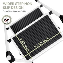 Step Ladder, Folding Step Stool with Wide Anti-Slip Pedal, Sturdy Steel Ladder, Convenient Handrail, Lightweight, Portable Steel Step Stool