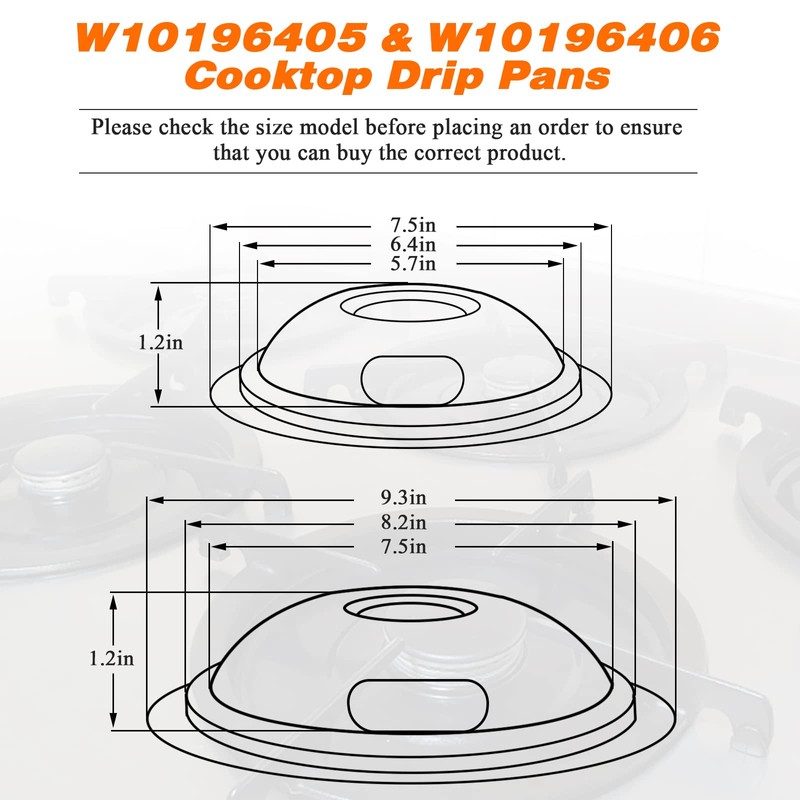 W10196405 W10196406 Chrome Drip Pans Kit by Blutoget -Compatible for