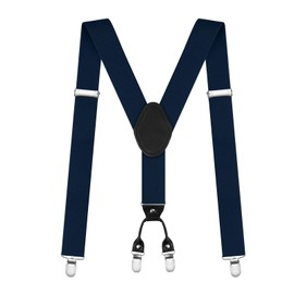 AUYAO Men's Braces Braces Extra Strong Wide 3.5 cm with Very Strong 4 Metal Clips Heavy Duty Men Braces Adjustable Elastic One Size Braces for Men and Women Y Shape, navy