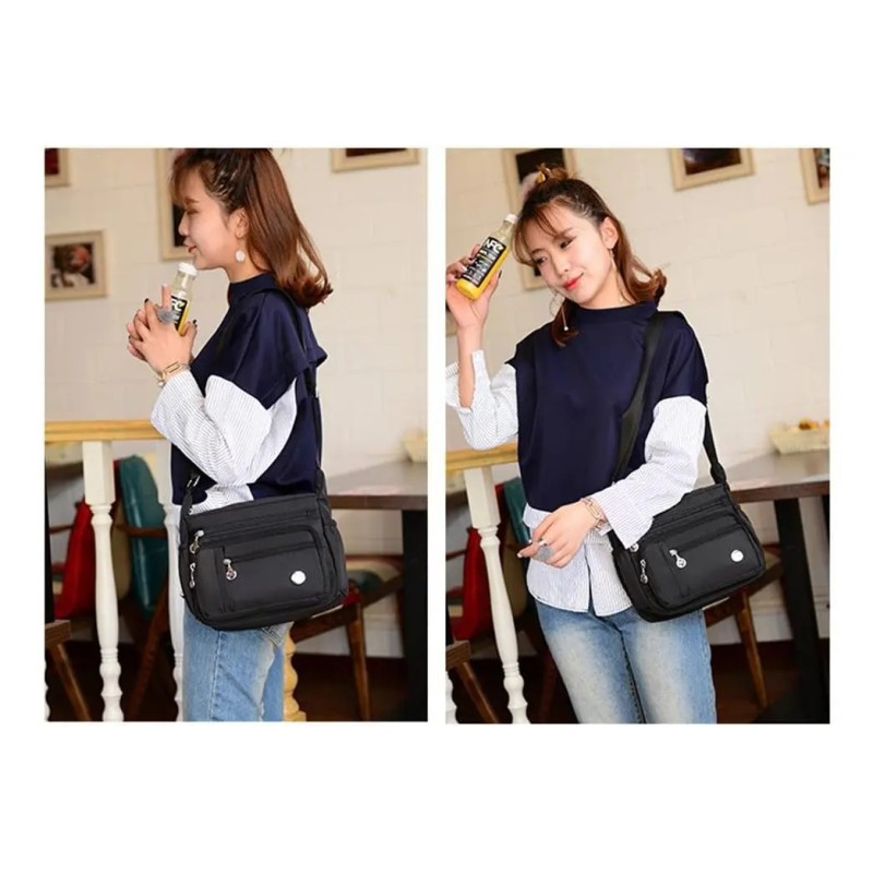 Gran Capacidad Bolso Bandolera Mujer Oxford Negro