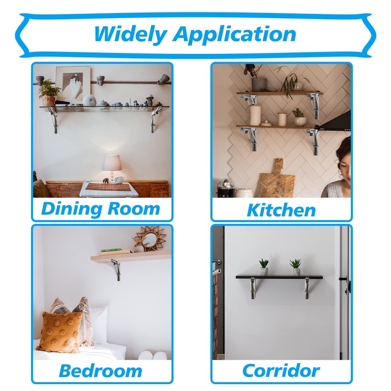 Folding Shelf Brackets 12 Inches, Heavy Duty Stainless Steel Collapsible