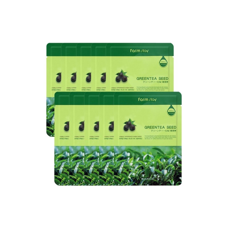 Farmstay Visible Difference Mask Pack Green Tea Seed 10 Sheets