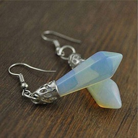 Opalite Silver Dangle Earrings for Women – Iridescent Teardrop Earrings with Sterling Silver Hooks-Silver Opalite Drop Earrings-Hypoallergenic Jewelry for Birthdays, Gifts, and Everyday Elegance