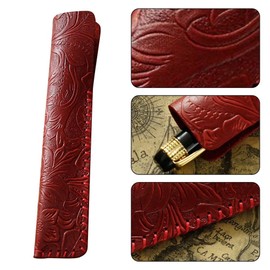 DONGKER 1 x Leather Pen Case, 165 mm Long, Retro Pencil Case, Protective Case for Ballpoint Pen, Stylus Pen, Stylus Touch Pen