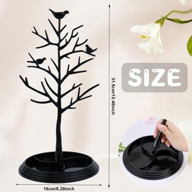Fadcaer Jewellery Tree Stand Keyring Display Stand Necklace Earring Hanger Necklace Rack Holder Hanging Earring Necklace Organiser Tree Shape Jewllery Stand Hanging Pendant for Decorate (Black)