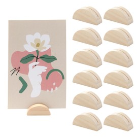 SMCEHEYA Table Number Stands 12Pcs Wooden Place Card Holders Semicircular Design Greeting Card Display Stand Modern Table Card Clips for Wedding Table Name Number Picture Memo Note Photo(4X2cm)