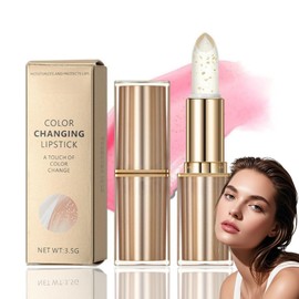 Clear Flower Jelly Lipstick,Magic Temperature Color Change Lip Balm,Nutritious Moisturizer Gold Foil Color Changing Lipstick,Transfer-Proof Glossy Shine Gold Crystal Ph LipstickColor Changing