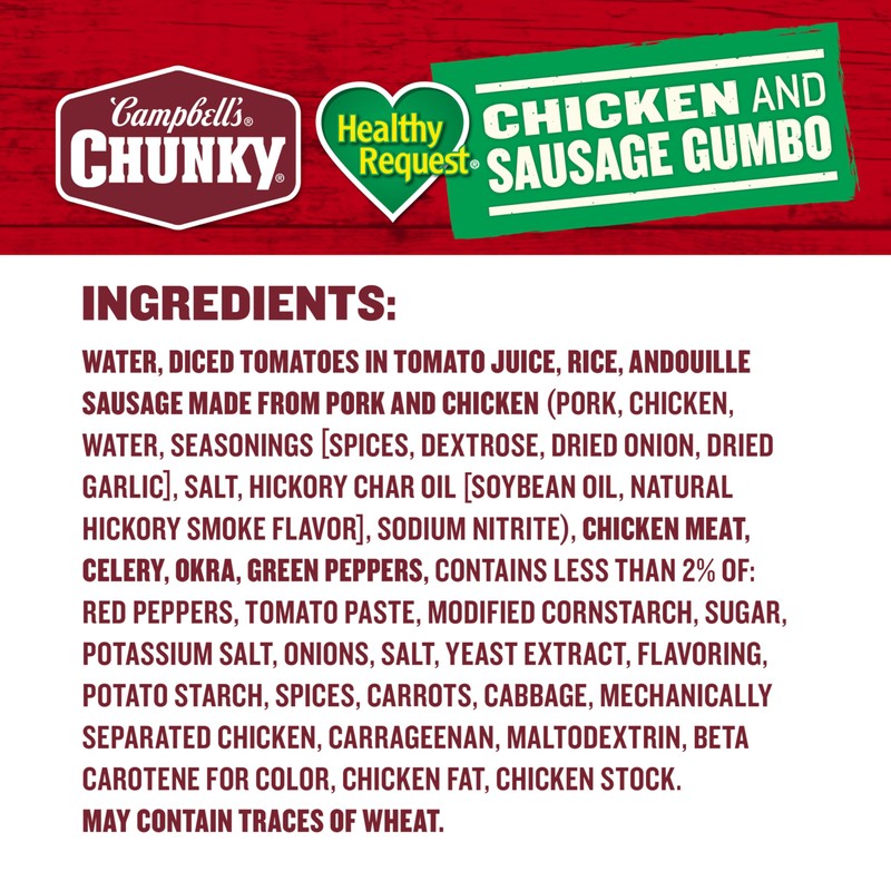 Campbell’s Chunky Soup, Healthy Request Chicken and Sausage Gumbo, 18.8