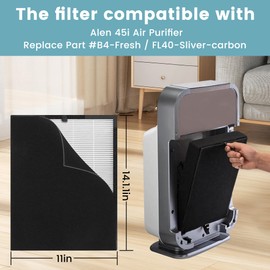 45i Replacement Filter Compatible with Flex Bh400 and Alen 45i Air Purifier, Compared # B4-Fresh & FL40-Silver-Carbon,1 x True H13 + 4 x Activated Carbon Filter
