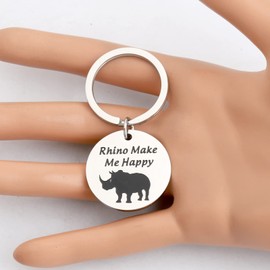 Rhino Rhinoceros Lover Gift Rhino Make Me Happy Keychain Rhino Themed Jewelry for Rhinoceros Fan (Make Me Happy K EU)