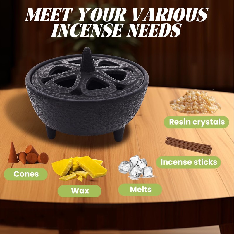 Mini Incense Burner Vintage Cast Iron Wax Melter for Log