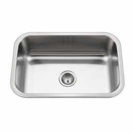 Houzer Medallion Designer 27 inch Stainless Steel Undermount Single D Bowl Kitchen Sink with Strainer- MS-2700-1