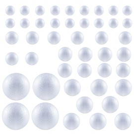 Bebester Craft Foam Balls 50 Pcs White Foam Balls Polystyrene Balls Art Decoration Balls for Diy Art Craft, School Projects, Wedding Decor, Party Decoration, 5 Sizes