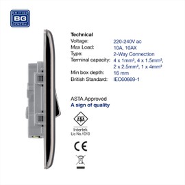 BG Electrical NBN12-01 Single Light Switch, Black Nickel, 2-Way, 16AX