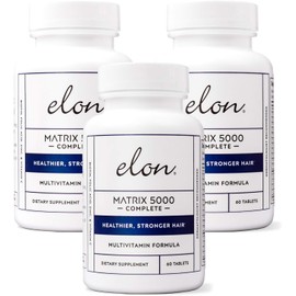 Elon Matrix 5000 Complete Multivitamin — Skin, Hair and Nail Growth Vitamins — Healthy Hair Growth Vitamins for Women & Men — 5000Mcg Biotin Supplement, Pack of 3 (180 Day Supply)