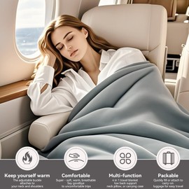 Larexius 40x60 Inch All-Purpose Travel Blanket & Pillow Combo - Ultra Soft, Portable & Compact for Long Flights, Camping & Hiking