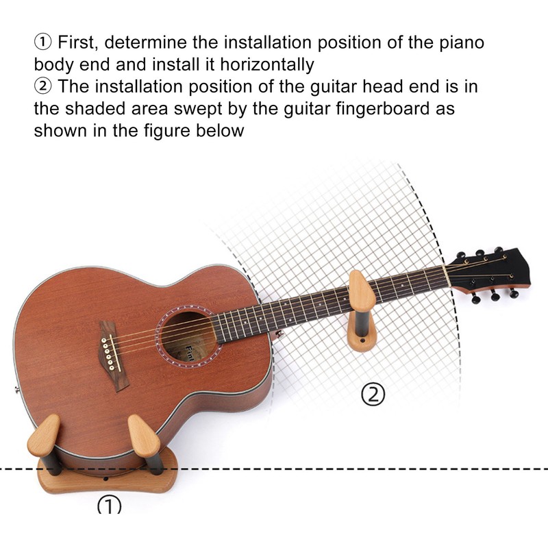 Wood Electric Guitar Wall Mount Horizontal Universal Space Saving Split