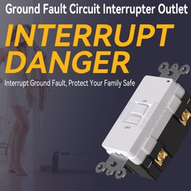 AIDA Blank Face GFCI, 20 Amp, Self Test, LED Indicator Light,Provides GFCI Protection,White GFCI Outlet 20 amp, 20 Amp GFCI Outlet UL Listed,Back &Side Wire (White, 1Pack)