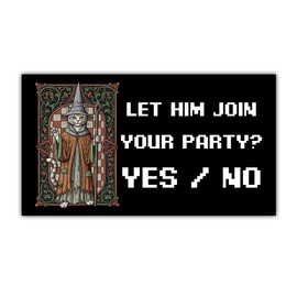 HOSALA Magnet (1Pcs - 7.5x4.5 in) Let Him Join Your Party Medieval Wizard Magnetic Bumper Sticker, Funny Cat Meme Car Truck Vehicle Decoration, Car Accessories, New Driver Gift for Family, Friends