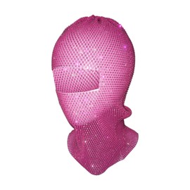 Dickly Masquerade Mask Full Face Veil for Themed Party Night Club Stage Performance, Pink Red