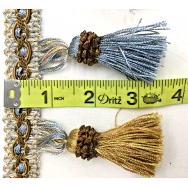 Unbranded Tassel Fringe Trim 3.5" for Drapery Curtains Upholstery Pillows/ Blue Gold Brown