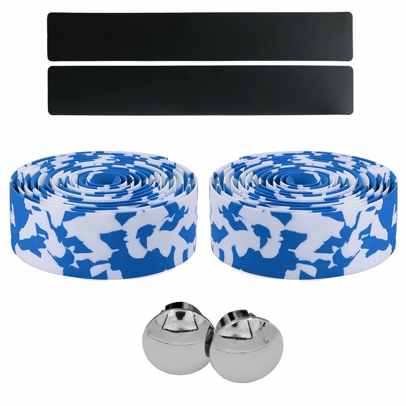 KINGOU White & Blue Camouflage EVA Road Bike Handlebar Tape