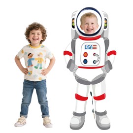 APUDWN 55.2" USA Astronaut Cardboard Cutout Life-Size Stand-Up Space Photo Booth Prop Backdrop, Astronaut Cardboard for Space Birthday Party Decoration, Theme Events Classroom Educational Displays
