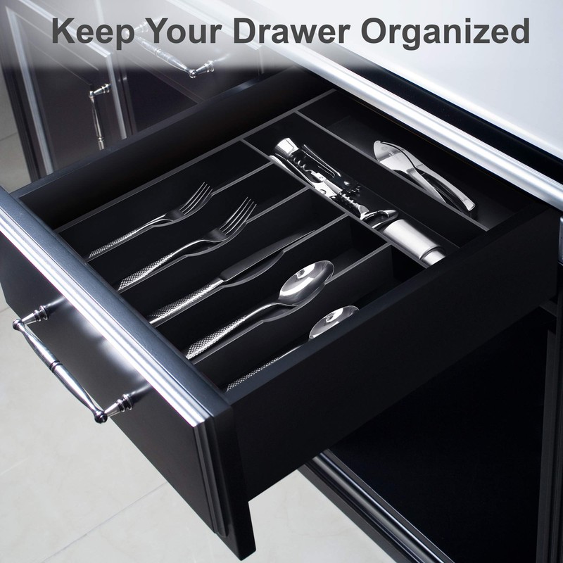 Bamboo Kitchen Drawer Organizer - Silverware Organize and Cutlery Tray