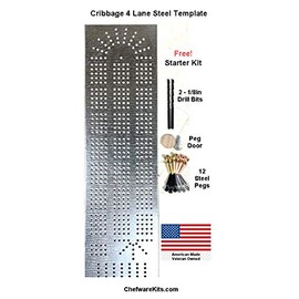 409 Cribbage Board 4-Lane Template Starter Kit, Steel