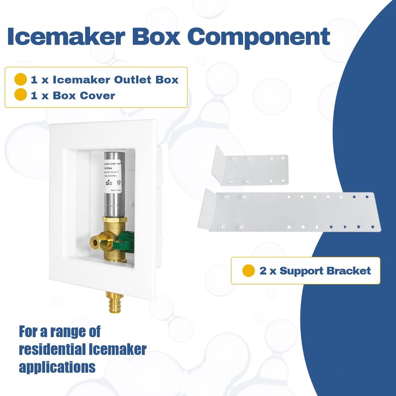 1-PACK GUOFIS Icemaker Outlet Box with 1/2" PEX Crimp Inlet