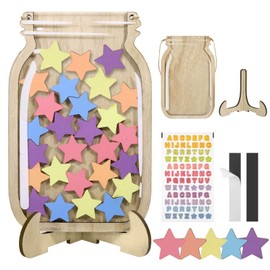 JIANTA Reward Glass, Children's Reward System, Magnetic Reward Glass for Classroom for Good Behavior Reward Jar Stars Wooden Stimulation Glass for Children, Teachers, Students (30 Stars + Sticker)