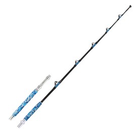 Fiblink Fishing Trolling Rod 1 Piece Saltwater Offshore Heavy Roller Rod Big Game Conventional Boat Camo Fishing Pole (6' 80-120lbs-2pc-Straight)
