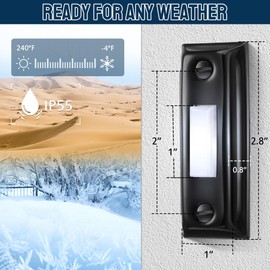 Dreyoo Metal Doorbell Push Button, Heavy Duty Metal Door Bell Wired Button LED Lighted Wall Mounted Door Bell Push Buttons for Home Universal Garage Opener Switch Property in Copyright(Black)