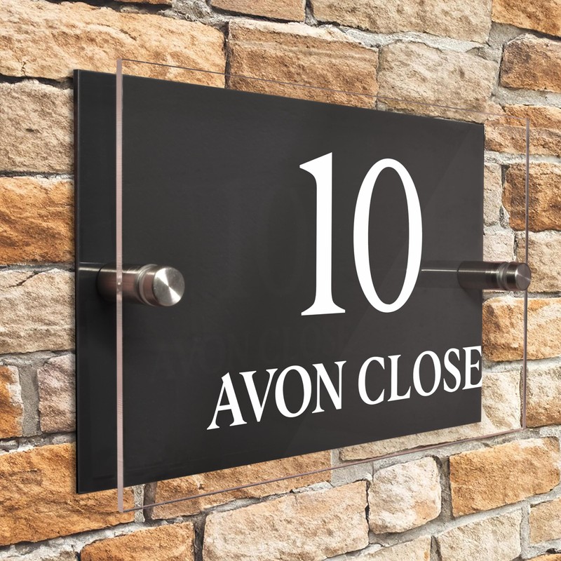 Badgemaster Layered Glass Effect Modern Anthracite Acrylic House Number Sign
