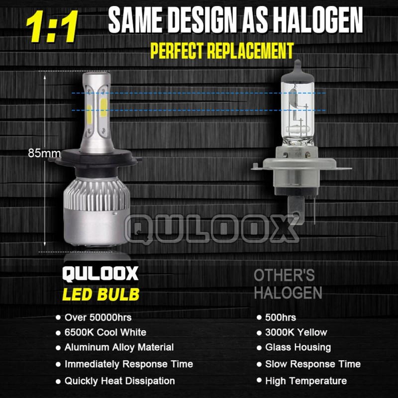 QULOOX Pair 7" Inch Round LED Headlights DRL for Ford