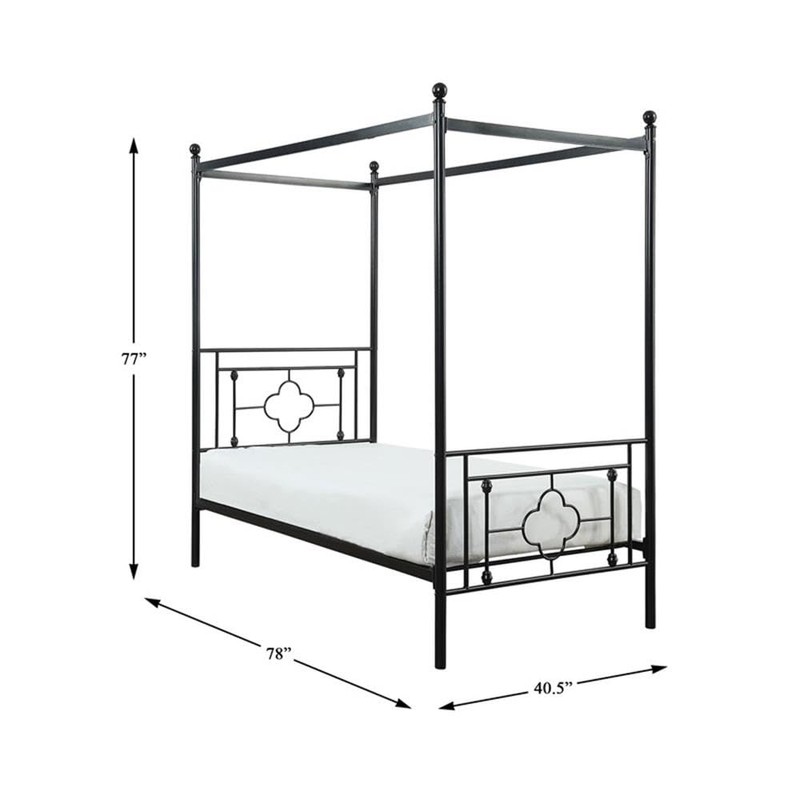 Homelegance Hosta Metal Canopy Bed, Twin, Black