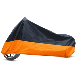HEROFFIX XXL 190T Rain Dust Protector Black+Orange Scooter Motorcycle Cover 104" for Harley Davidson Replace Parts