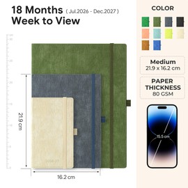 IN-LUXPRO Academic Diary 2026-2027 Week to View A5 Medium (21.9x16.2 cm) 18 Months (Jul'26 - Dec'27) Mid Year Diary 26/27 Vertical Weekly Planner with Timeslots& Month Tabs, PU Leather Black