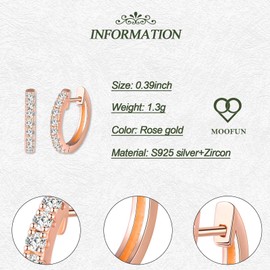 MOOFUN Earrings Silver 925 Hoop Earrings Small 10 mm Earring Women's Earrings with Mini Zircon Earrings Hoop Earrings for Mum Best Friend Teenager Girls Grandma Sister Women Gift Birthday Gift,