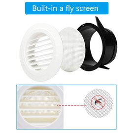 SDTC Tech 6 Inch Round Air Vent ABS Louver Grille Cover with Built-in Screen Mesh Detachable Soffit Air Exhaust Vent for Bathroom Kitchen Bedroom Office