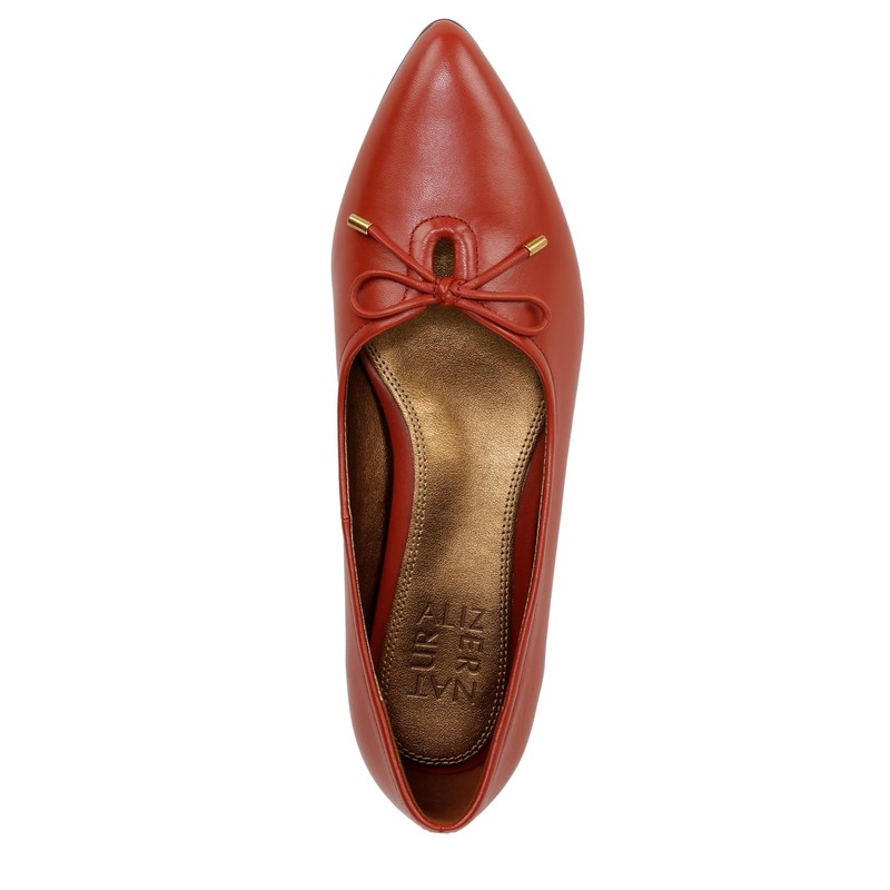 Naturalizer Womens Joiner Pointed Toe Ballet Flat Tomato Red Leather