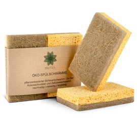 PROTEA Sustainable Dish Sponge Coconut Scrubber (Set of 2) - Reusable Natural Sponge, Kitchen Sponge, Cleaning Sponge - Degradable and Reusable