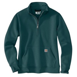 Carhartt Women's Relaxed Fit Midweight Quarter-Zip Mock-Neck Sweatshirt, Greenstone, Medium
