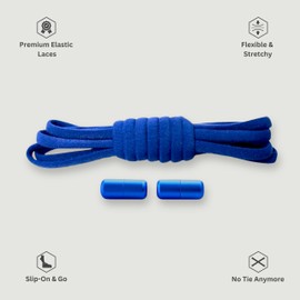 Laceton Premium Shoelaces with Elegant Precision Clasp - Exclusive Set, royal blue