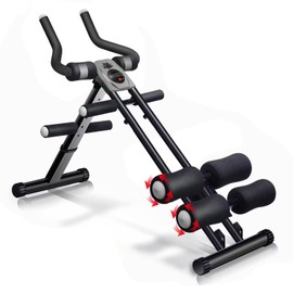 Magic BB Foldable Ab Workout Machine for Home Gym – Adjustable Core & Waist Trainer for Women, Full Body Abdominal Exercise Equipment with Resistance Bands & LCD Display (Gray)