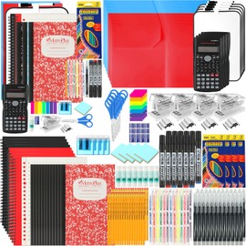 Gilprop 4 Set Middle and High School Supplies Kit, 51 Pcs Per Set Back to School Supplies College Bundle Essential Stuff Bulk Stapler Notebook Calculator for Senior Student Girl Teen Classroom Boy