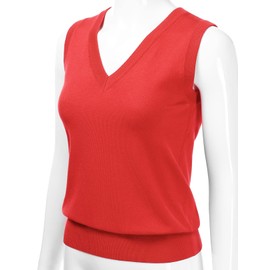 EIMIN Women's V-Neck Sleeveless Solid Stretch Pullover Premium Sweater Vest Top HOTCORAL S