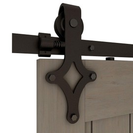 CCJH 7 FT Sliding Barn Door Hardware Track Kit & Barn Door Floor Guide Heavy Duty Sturdy Smoothly and Quietly Fit Max 42" Wide Door Single Door Hanging Rail